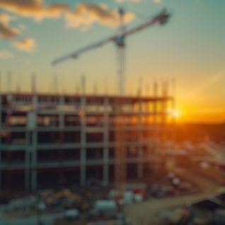 A crane in the background of a building under construction